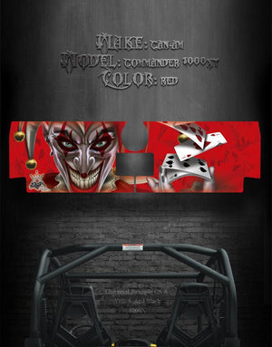 Graphics Kit For Can-Am Commander 1000 Xt Tailgate  "The Jesters Grin " Red Model - Darkside Studio Arts LLC.