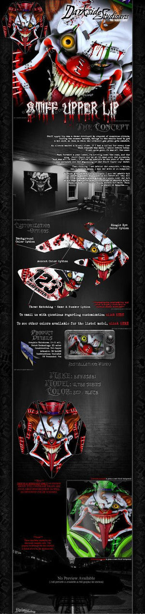 Graphics Kit For Kawasaki Jetski Ultra Series 'Stiff Upper Lip' Hood Wrap Decal - Darkside Studio Arts LLC.
