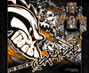 'Gear Head' Graphics Wrap Skin Fits Traxxas Rustler Lexan Body Parts Orange Edition | Darkside Studio Arts LLC.