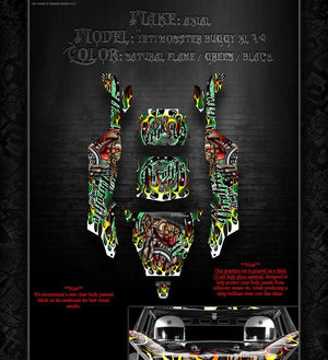 'THROTTLE JUNKIE' THEMED GRAPHICS SKIN KIT FITS AXIAL YETI MONSTER BUGGY OEM BODY PANELS PART # AX31039 - Darkside Studio Arts LLC.