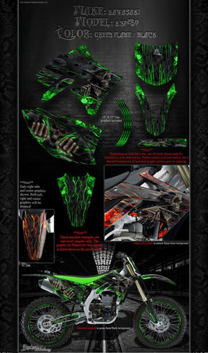 Graphics Kit For Kawasaki 2004-2020 Kxf250 "Hell Ride"  Wrap Decal  Kx250F 4-Stroke - Darkside Studio Arts LLC.
