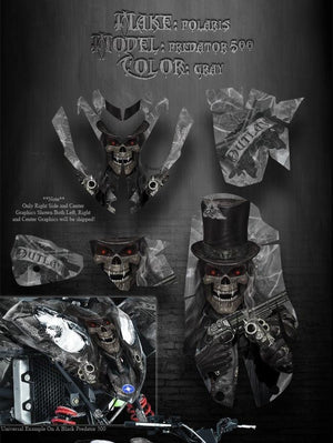 Graphics Kit For Polaris Predator 500 Decals  "The Outlaw" Gray Plastics Model All Years - Darkside Studio Arts LLC.