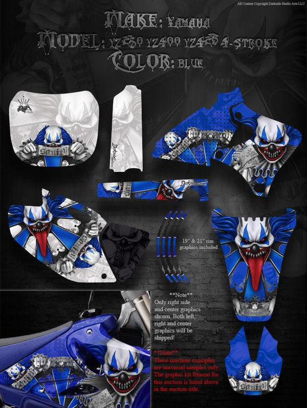 Vendetta-Blue Graphics Kit For YAMAHA YZ250F, YZ400F, YZ426F (1998-2002) – KALAIR GFX – Customizable