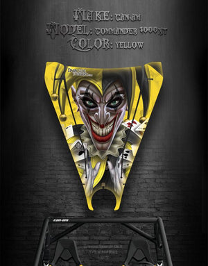 Graphics Kit For Can-Am Commander 1000Xt Hood  "The Jesters Grin" Yellow - Darkside Studio Arts LLC.