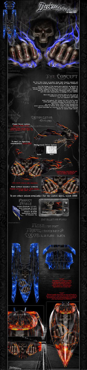'Hell Ride' Hop-Up Graphics Skin Kit Fits Pro-Boat Shockwave 36 # Prb2050T - Darkside Studio Arts LLC.