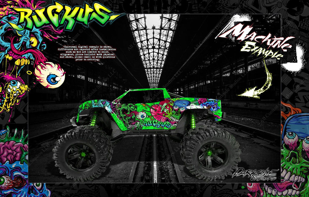 'Ruckus' Graphics Wrap Fits Traxxas X-Maxx Proline Ford Raptor, Chevy Silverado, Brute Bash & Stock Body | Darkside Studio Arts LLC.