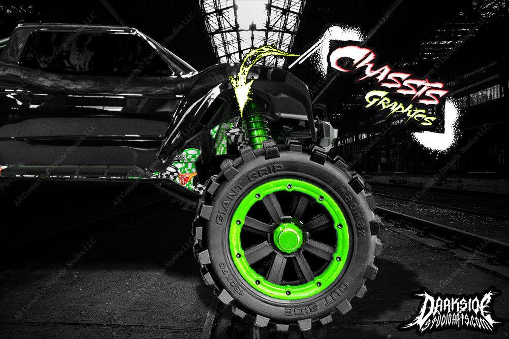 'Lucky' Aftermarket Hop Up Graphics Fits Shock Towers On Traxxas X-Maxx 6S 8S Chassis | Darkside Studio Arts LLC.