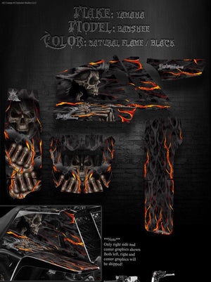 Graphics Kit For Yamaha Banshee  Decals  "Hell Ride" Natural / Black For Oem Fenders - Darkside Studio Arts LLC.
