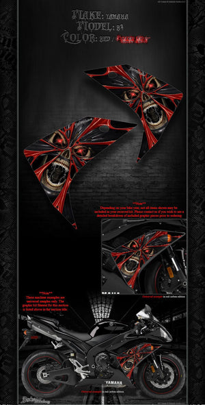 Graphics Kit For Yamaha 2002-2014 Yzf-R1 "The Demons Within"  Wrap For Shroud Cowling - Darkside Studio Arts LLC.