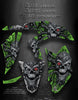 Graphics Kit For Kawasaki Kfx450 Kfx450R All Years "Machinehead" Skull Green And White | Darkside Studio Arts LLC.
