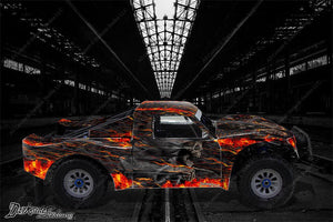 'Hell Ride' Flames And Reaper Themed Graphics Kit Fits Losi Xxx-Sct Lexan Body  # Losb8087 - Darkside Studio Arts LLC.