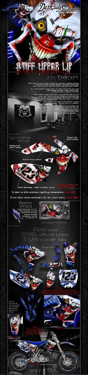 Graphics Kit For Yamaha 2010-2018 Yzf250 & Yzf450 "Stiff Upper Lip"  Clown Decal Wrap - Darkside Studio Arts LLC.