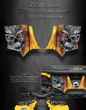 Graphics Kit For Can-Am Outlander & Max Trunk  Decal Sticker  "Machinehead" Fire - Darkside Studio Arts LLC.
