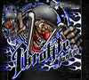 GRAPHICS KIT FOR YAMAHA RAPTOR 660 DECAL WRAP BLUE "THROTTLE JUNKIE" FOR OEM PLASTICS | Darkside Studio Arts LLC.