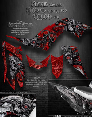 Graphics Kit For Yamaha Raptor 700 2006-2012 "Machinehead" Decals  For Red Plastics - Darkside Studio Arts LLC.