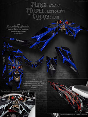 Graphics Kit For Yamaha 2006-2012 Raptor 700 "The Demons Within" Blue   Decal Set - Darkside Studio Arts LLC.