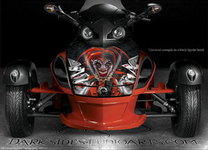Graphics Kit For Can-Am Spyder  Decal Set White Hood Parts "The Jesters Grin" Body Wrap - Darkside Studio Arts LLC.