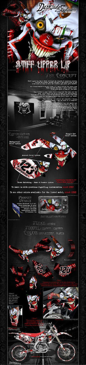 Graphics For Honda 2011-2020 Crf100 Crf110F  Decals "Stiff Upper Lip" Wrap Clowns - Darkside Studio Arts LLC.