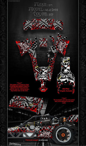 Hpi Baja 5B Ss Wrap Graphic "War Machine" Hop Up Decal Kit For Oem Body Parts - Darkside Studio Arts LLC.