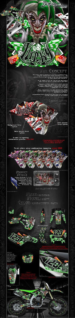 Graphics Kit For Kawasaki 1988-2004 Kx500 "Lucky"  Wrap Decal  Fits Oem Parts - Darkside Studio Arts LLC.