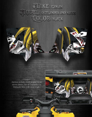 Graphics Kit For Can-Am Outlander & Max Trunk  Decal Sticker  "The Jesters Grin" Black - Darkside Studio Arts LLC.