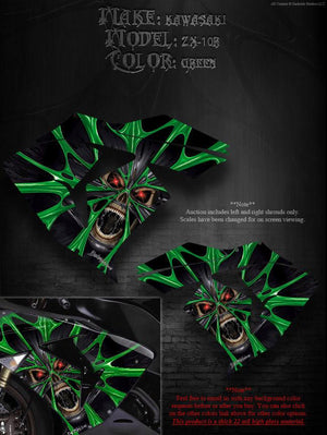 Graphics Kit For Kawasaki Zx-10R 2006-2007  For Black Fairing Parts "The Demons Within" - Darkside Studio Arts LLC.