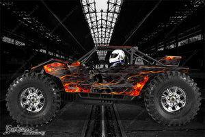 'Hell Ride' Reaper And Flame Themed Graphics Wrap Skin For Axial Yeti Monster Buggy 1/8 Body # Ax31039 - Darkside Studio Arts LLC.