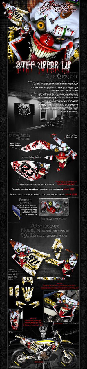 Graphics Kit For Husqvarna 701 Supermoto / Enduro  Wrap 'Stiff Upper Lip' Decal - Darkside Studio Arts LLC.