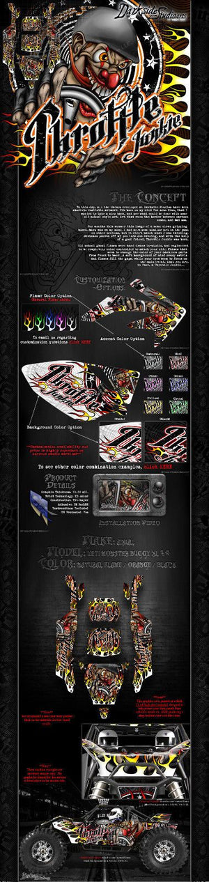 'THROTTLE JUNKIE' WRAP DECAL SKIN KIT FOR AXIAL YETI MONSTER BUGGY 1/8 BODY # AX31039 - Darkside Studio Arts LLC.
