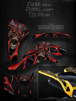 Graphics Kit For Suzuki 03-08 Ltz400  "The Demons Within" Red For Z400 Oem Plastics - Darkside Studio Arts LLC.