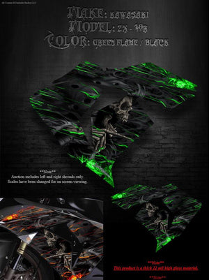 Graphics Kit For Kawasaki Zx-10R 2006-2007 "Hell Ride"  Wrap Decals For Oem Fairing Parts - Darkside Studio Arts LLC.