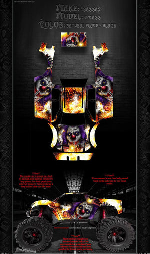 'Pyro' Clown & Flames Graphics Wrap Kit Fits Traxxas Tra3911 Oem Body Parts - Darkside Studio Arts LLC.