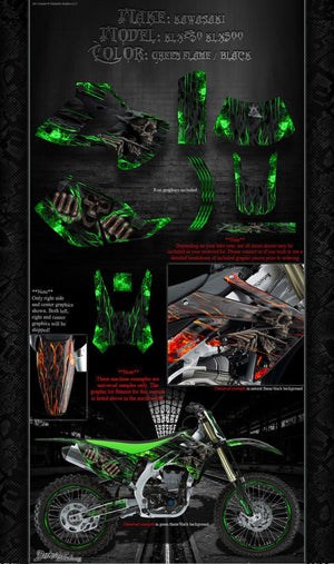 Graphics Kit For Kawasaki 1993-2012 Klx250 Klx300 "Hell Ride"  Wrap Decals - Darkside Studio Arts LLC.