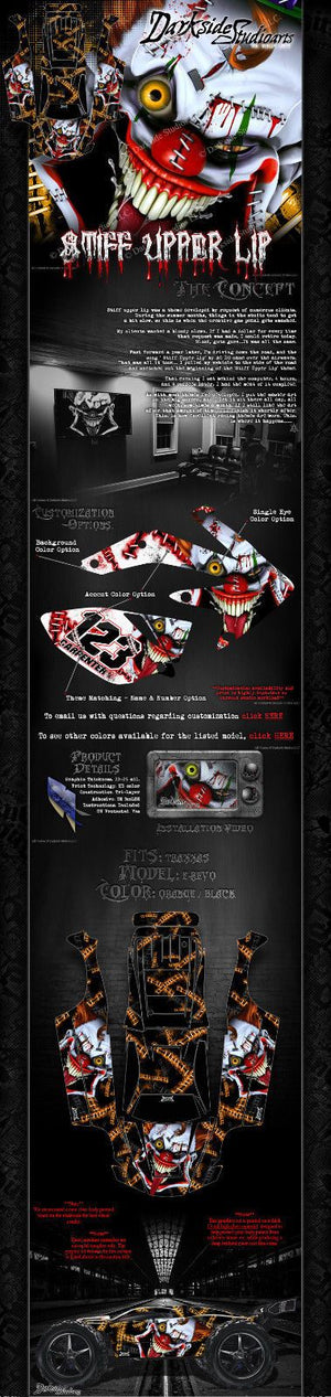 Graphics Wrap Decals Kit "Stiff Upper Lip" Fits Oem Body # Tra5611 On Traxxas E-Revo Orng - Darkside Studio Arts LLC.
