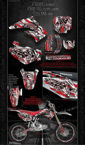 Graphics For Honda 1993-2012 Cr80 Cr85 2-Stroke  Decals "Gear Head" Wrap - Darkside Studio Arts LLC.