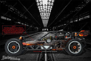 'Hell Ride' Themed Graphics Wrap Fits Kraken Hpi Baja 5B / 5T Chassis Sx5 Sidewinder - Darkside Studio Arts LLC.