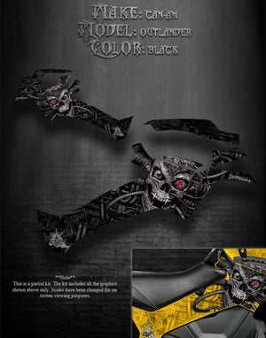 Graphics Kit For Can-Am Outlander 2012-2015 "Machinehead" Partial Side Panel Black - Darkside Studio Arts LLC.