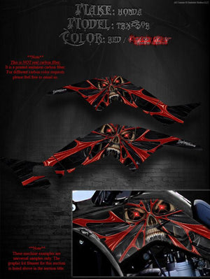 Graphics For Honda Trx250R Side Panel  Decals  "The Demons Within" Carbon Red - Darkside Studio Arts LLC.