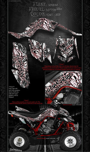 Graphics Kit For Yamaha Raptor 660   "Gear Head" Decals Wrap Special Edition (2-Tone) - Darkside Studio Arts LLC.