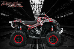 Graphics Kit For Can-Am Renegade  "Gear Head" Two Tone Custom Color Red / Gray - Darkside Studio Arts LLC.