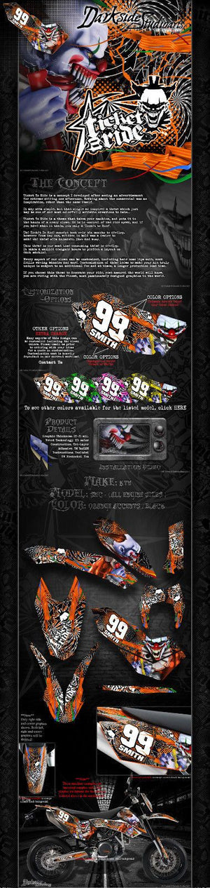 "Ticket To Ride" Graphics Wrap Decal Kit Fits Ktm 2008-2020 Smc690 Lc4 Smc-R - Darkside Studio Arts LLC.