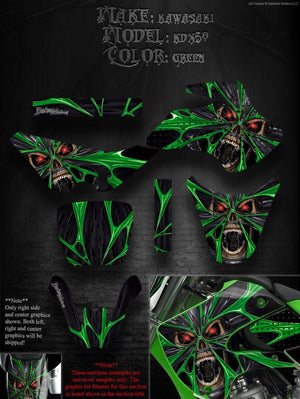 Graphics Kit For Kawasaki 2003-2006 Kdx50  Decals  "The Demons Within" For Green Parts - Darkside Studio Arts LLC.