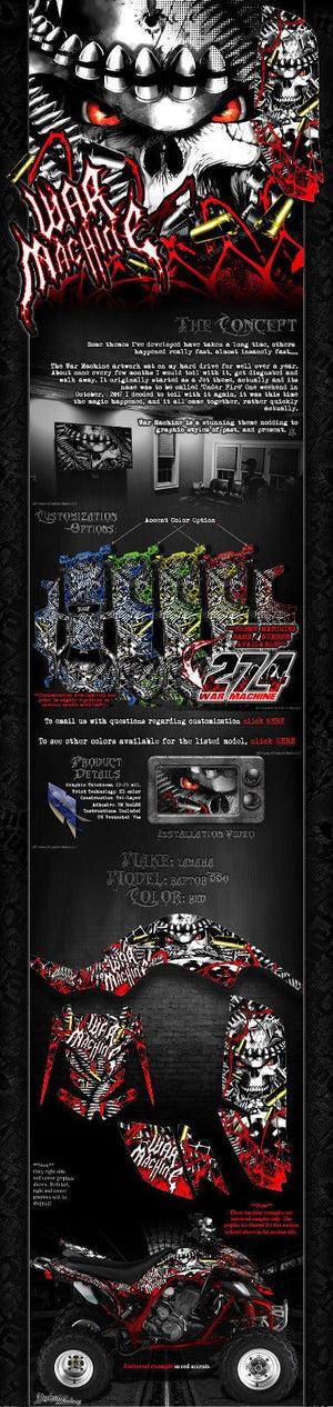 Graphics Kit For Yamaha Raptor 660  Wrap Decal  "War Machine" Fits Oem Parts - Darkside Studio Arts LLC.