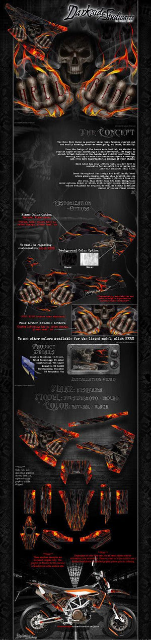 Graphics Kit For Husqvarna 701 Supermoto / Enduro  Wrap 'Hell Ride' Decal - Darkside Studio Arts LLC.