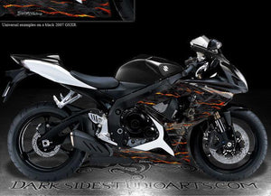 Graphics Kit For Suzuki 2006-2007 Gsxr 600 750 "Hell Ride"  For Shroud Parts Real Flame - Darkside Studio Arts LLC.