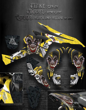 Graphics Kit For Can-Am Renegade   "The Jesters Grin" Xc Xxc Colors Black Yellow Joker - Darkside Studio Arts LLC.