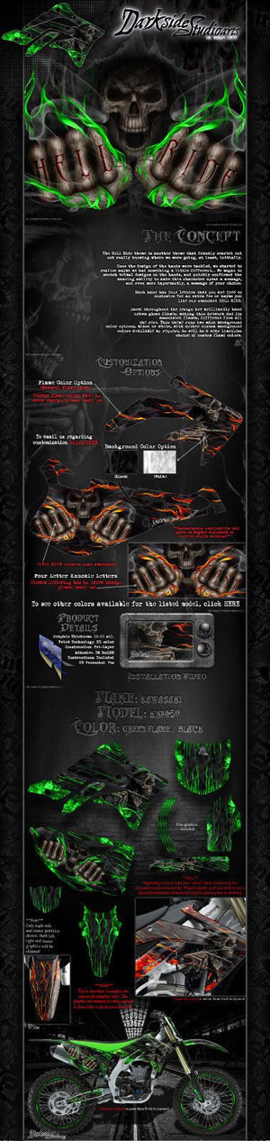 Graphics Kit For Kawasaki 2006-2017 Kxf450 "Hell Ride"  Wrap Decal  Fits Oem Parts - Darkside Studio Arts LLC.