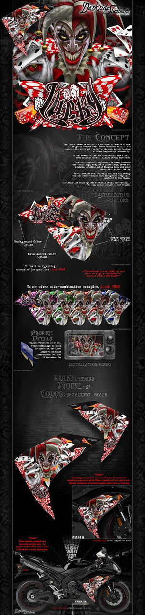 Graphics Kit For Yamaha 2002-2014 Yzf-R1 "Lucky"  Wrap For Mid Shroud Cowling Fairing - Darkside Studio Arts LLC.
