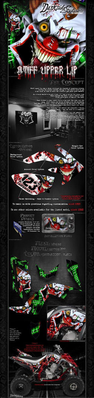 Graphics Kit For Yamaha Raptor 700 2006-2012 Wrap Decal  Set  'Stiff Upper Lip' 11 10 - Darkside Studio Arts LLC.