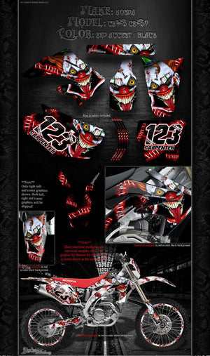 Graphics For Honda 2000-2013 Cr125 Cr250  Wrap "Stiff Upper Lip" Decal  Clown - Darkside Studio Arts LLC.